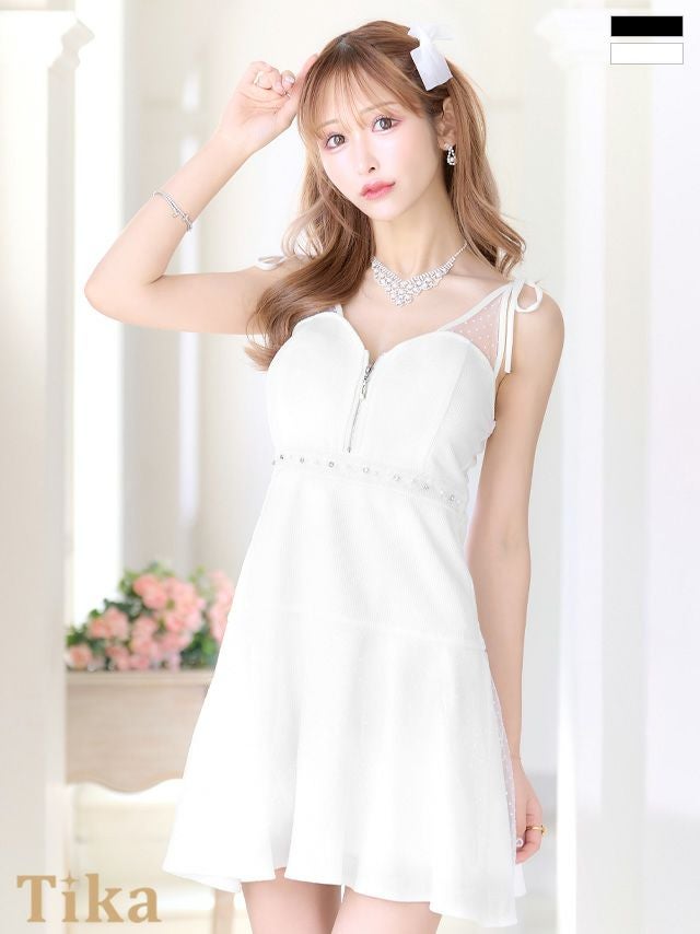 キャバドレス ミニ丈 大きいサイズ フレア キャミソール ワンピース ドット Aライン キャバクラ ミニドレス ラウンジ