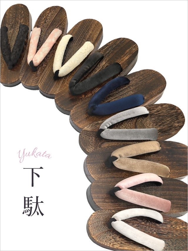 [浴衣小物] レース ベロア 焼き下駄 単品