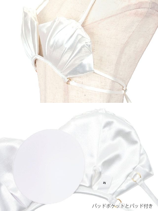 ♡LIP 新品タグ付き 水着♡ 即日発送】【ビキニ】【水着】ツイードプリント バッククロスリボン