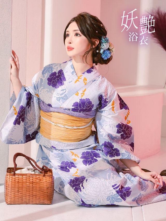 [浴衣] 華やか乱菊 変わりムラ染め 妖艶シリーズ 2点セット (ゆかた・兵児帯)