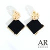 キャバアクセ キラキラ Angel-R エンジェルアール 高級ブラックダブルスクエアデザインピアス