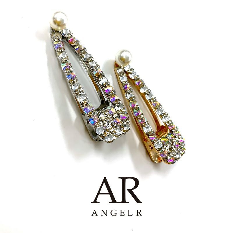 キャバアクセ キラキラ Angel-R エンジェルアール 高級ラグジュアリーオーロララインストーンパールヘアピン
