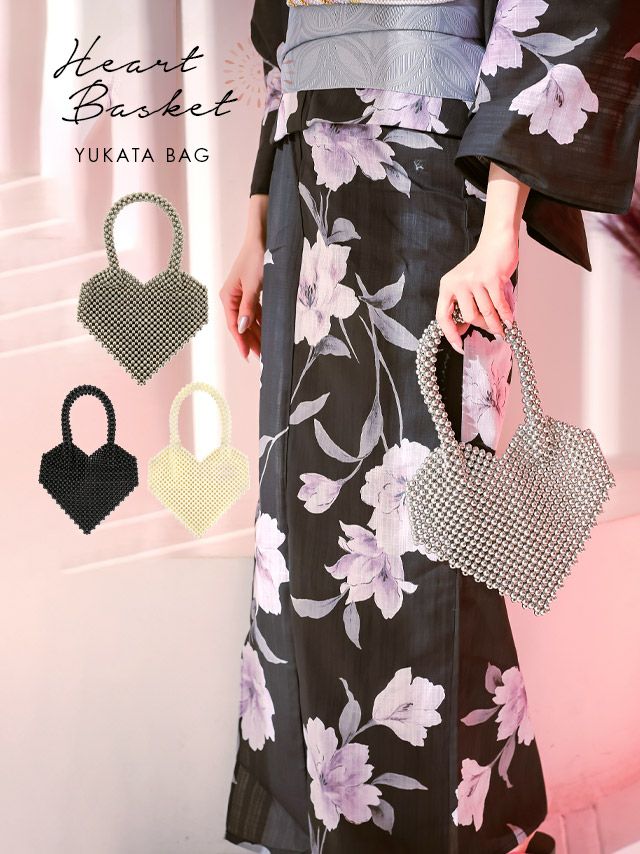 [浴衣小物] ハートメタルかごバッグ