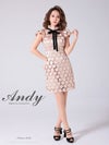 キャバドレス Andy アンディ　高級ノースリーブドット柄レースハイネックリボンタイトミニドレス