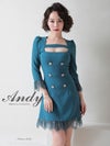 キャバドレス Andy アンディ　高級レースボタン袖ありバストカットフレアミニドレス