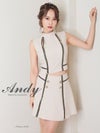 キャバドレス Andy アンディ　高級ノースリーブジップデザインハイネックセットアップフレアミニドレス