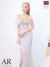 キャバドレス ドレス Angel-R エンジェルアール 　高級レース肩あきフラワービジュースリットくびれタイトロングドレス