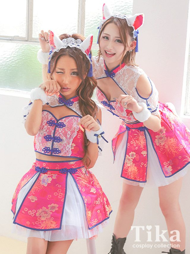コスプレ] バストカットチャイナへそ出しシフォンフレアスカート個性