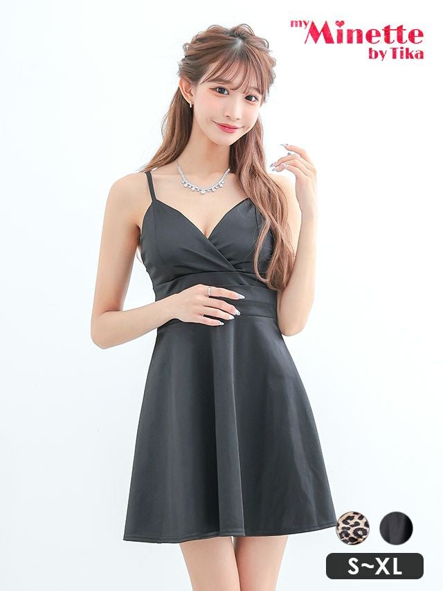 キャバドレス キャミソール ワンカラー ハートカット フレア ミニドレス