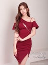 キャバドレス AndyGLAMOROUS アンディグラマラス　高級ワンショルダージップバストカットタイトミニドレス
