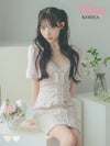 韓国ドレス ミニドレス ストレッチニット Vネック パールボタン 半袖 タイト キャバドレス (緩苺着用) [tk-mdkss15a]