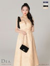 キャバドレス ロングドレス DEA.byROBEdeFLEURS ディアバイローブドフルール　高級ノースリーブジップウエストベルトジャガードサテンリボンAラインロングドレス