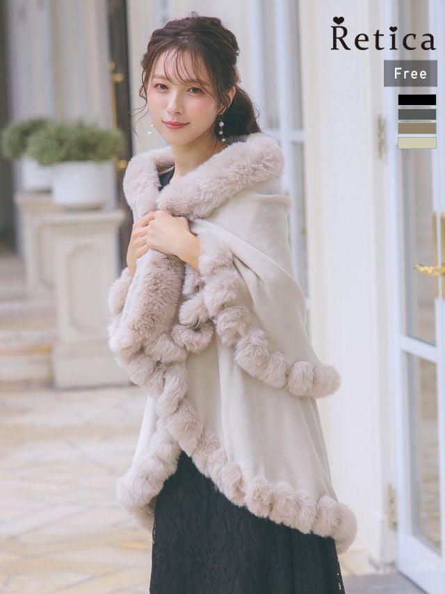 羽織り ボレロ パーティー お呼ばれ ロング丈 結婚式　二次会 ニット カーディガン ファー