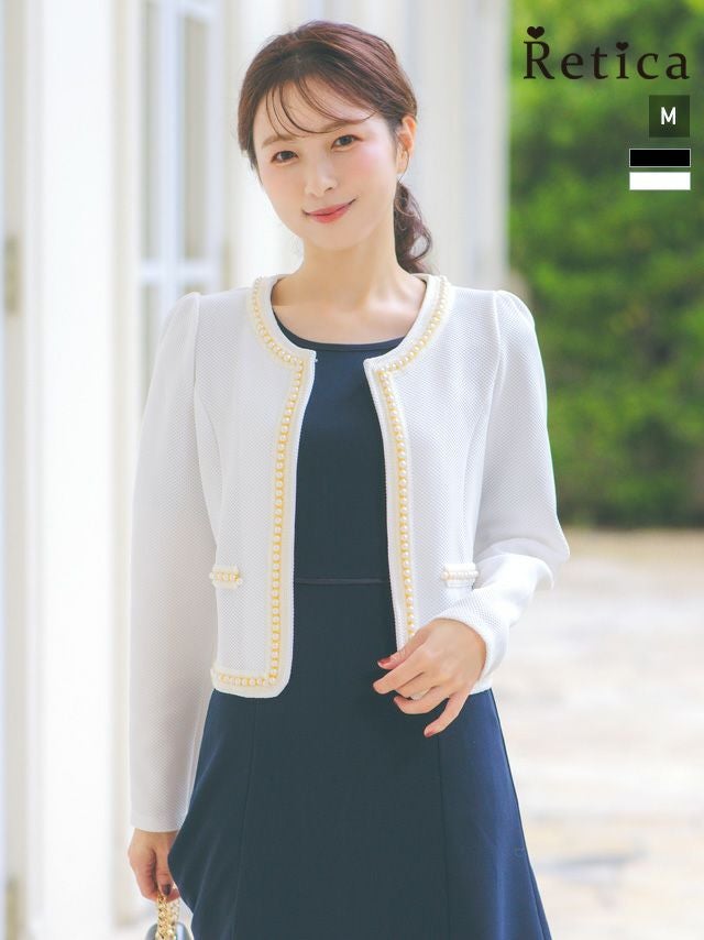 羽織り ボレロ カーディガン お呼ばれ パーティー 結婚式 二次会 ノーカラー ジャケット 長袖