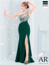 キャバドレス ロングドレス Angel-R エンジェルアール 　高級ワンショルダーバストカットスリットビジューくびれゴージャスタイトロングドレス