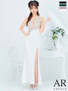 キャバドレス ロングドレス Angel-R エンジェルアール 　高級ワンショルダーバストカットスリットビジューくびれゴージャスタイトロングドレス