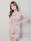 キャバドレス AndyGLAMOROUS アンディグラマラス　高級ノースリーブセットアップジップゴールドチェーンボタンバストカットタイトミニドレス