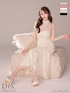 キャバドレス ロングドレス DEA.byROBEdeFLEURS ディアバイローブドフルール　高級シースルーホルターネックウエストベルトネックリボンチュールAラインロングドレス