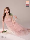 キャバドレス ロングドレス DEA.byROBEdeFLEURS ディアバイローブドフルール　高級ショルダーリボンキャミソールウエストベルトチュールAラインロングドレス
