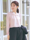ブラウス ボウタイ リボン シフォン 長袖 シャツ トップス リボンタイ オフィス セレモニー