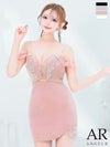 キャバドレス ミニドレス Angel-R エンジェルアール 　高級肩あきウエストカットショルダーフリルビジュータイトミニドレス