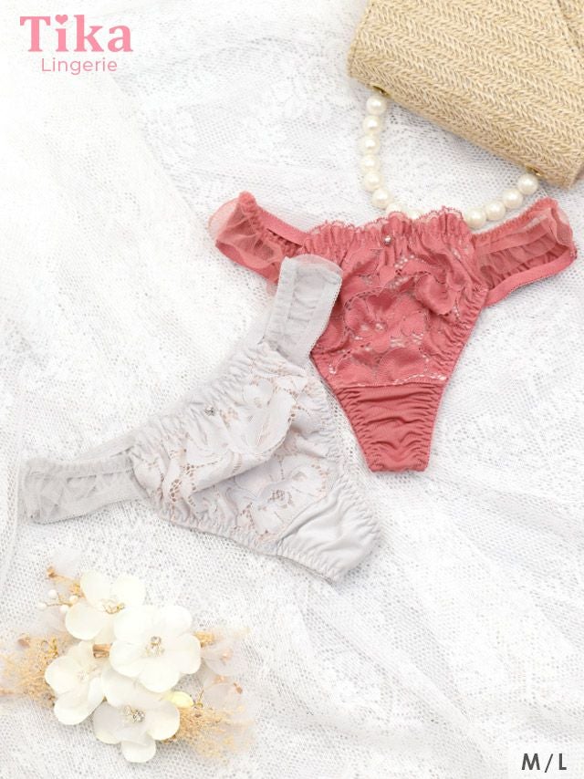 ランジェリー ショーツ 単品 Tバック ピンク グレー パンツ レース チュール