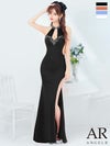 キャバドレス ロングドレス Angel-R エンジェルアール 　高級ホルターネックくびれスリットフラワービジューバールデザインタイトロングドレス