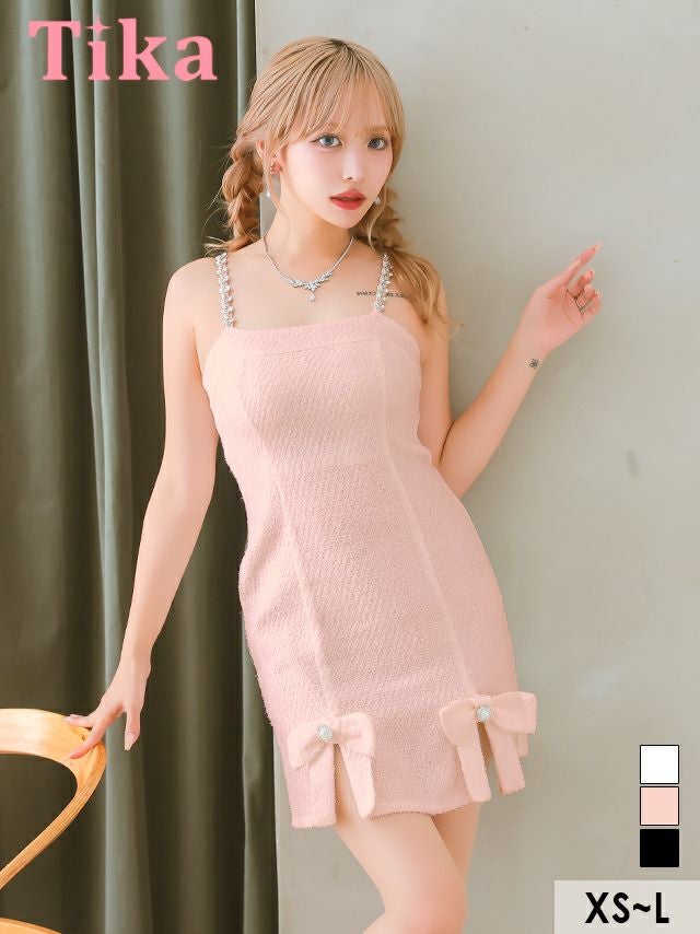 キャバドレス ミニ丈 大きいサイズ フレア ミニドレス ツイード ワンピース キャバクラ