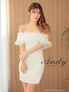 キャバドレス Andy アンディ　　高級フリルオフショルダーワンカラーシンプルタイトミニドレス