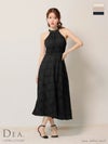 キャバドレス ロングドレス DEA.byROBEdeFLEURS ディアバイローブドフルール　高級ホルターネックウエストベルトネックリボンレースシンプルAラインロングドレス