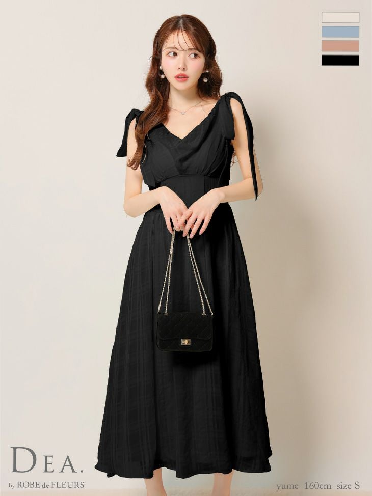 キャバドレス ロングドレス DEA.byROBEdeFLEURS ディアバイローブドフルール高級ノースリーブショルダーリボンチェック柄シフォンAラインロングドレス