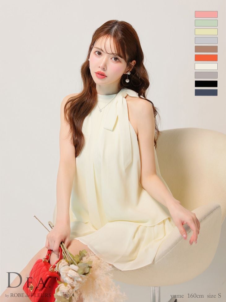 キャバドレス ミニドレス DEA.byROBEdeFLEURS ディアバイローブドフルール　高級ノースリーブセットアップシフォンシンプルフレアミニドレス