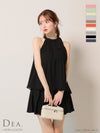 キャバドレス ミニドレス DEA.byROBEdeFLEURS ディアバイローブドフルール　高級ノースリーブセットアップシフォンシンプルフレアミニドレス
