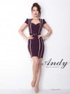 キャバドレス Andy アンディ　高級半袖バストカットウエストベルトシンプルタイトミニドレス