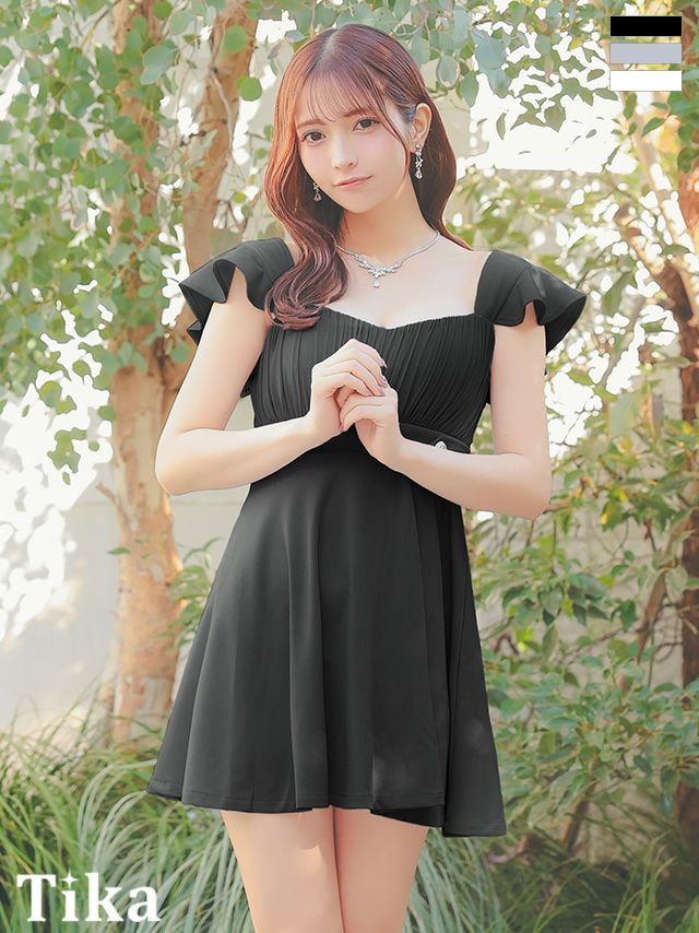 キャバドレス ミニ丈 大きいサイズ フレア Aライン ワンピース キャバクラ ミニドレス