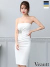 キャバドレス 膝丈ドレス Veautt/ヴュート高級2wayベアトップビジュータックデザインタイト膝丈ドレス