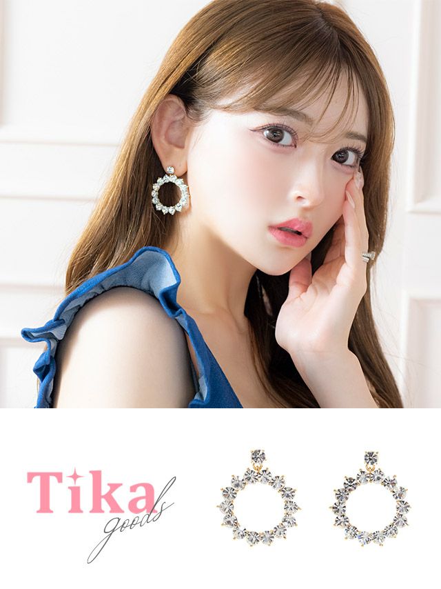 キラキラ ビジュー サークル ピアス