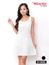 キャバドレス myMinette マイミネット ゴールドチャーム ノースリーブ ワンカラー ワッフル フレア ミニドレス