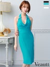 キャバドレス 膝丈ドレス Veautt/ヴュート 高級ホルターネックサイドジップビジューシンプルタイト膝丈ドレス