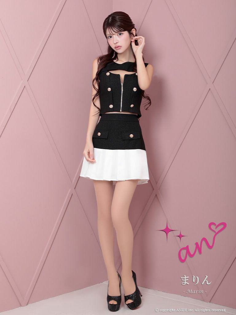 キャバドレス Andy アンディ 高級 ノースリーブジップチョーカーセットアップタイトミニドレス