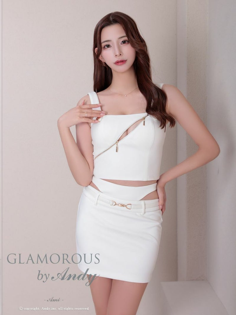 キャバドレス AndyGLAMOROUS　アンディグラマラス　ノースリーブジップデザインインナーレイヤードセットアップタイトミニドレス