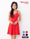 キャバドレス myMinette マイミネット キャミソール ワンカラー クロスバスト フレア ミニドレス