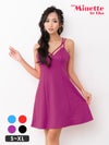 キャバドレス myMinette マイミネット シンプル ダブルクロスコード キャミソール フレア ミニドレス