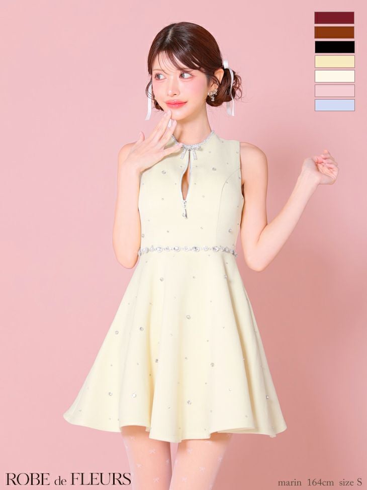 キャバドレス ROBEdeFLEURS ローブドフルール 高級 フレア ミニドレス ツイード ワンピース