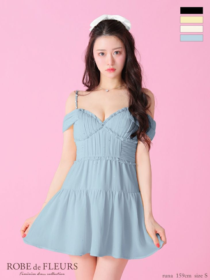 キャバドレス ROBEdeFLEURS ローブドフルール ミニドレス フレア 大きいサイズ ミニ丈