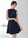 キャバドレス Andy アンディ 高級 ノースリーブ ジップデザイン シアー くびれ バックカット リボン フレア ミニドレス