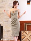 キャバドレス 膝丈ドレス Veautt/ヴュート 高級 バストカット ビジュー ワンショルダー 谷間魅せ ファスナースリット タイト 膝丈ドレス