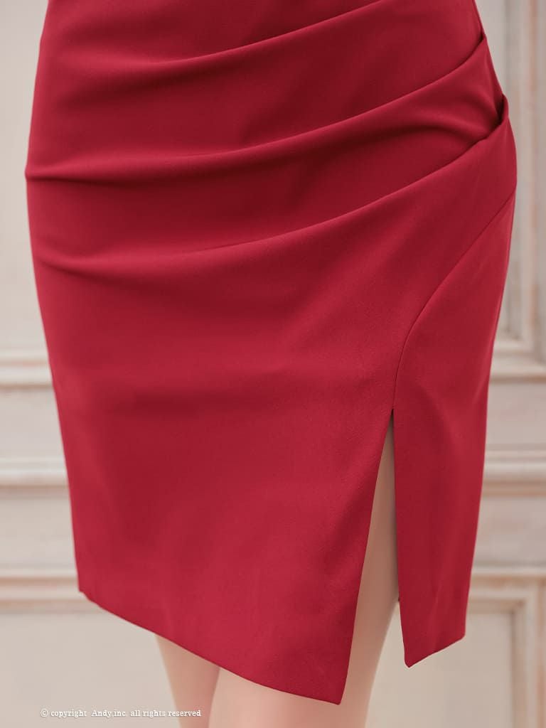  [Andy/アンディ] 高級五部袖ウエストベルトシンプルタイトミニドレス