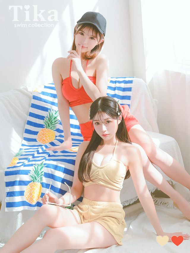 水着 クロシェ編み ホルターネック 韓国風 体型カバー ガーリー