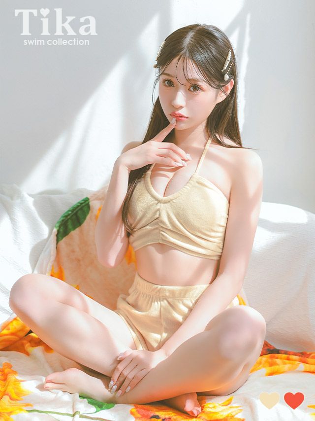 水着 タンキニ バンドゥ ホルターネック 体型カバー パイル ハイウエスト ショートパンツ 韓国